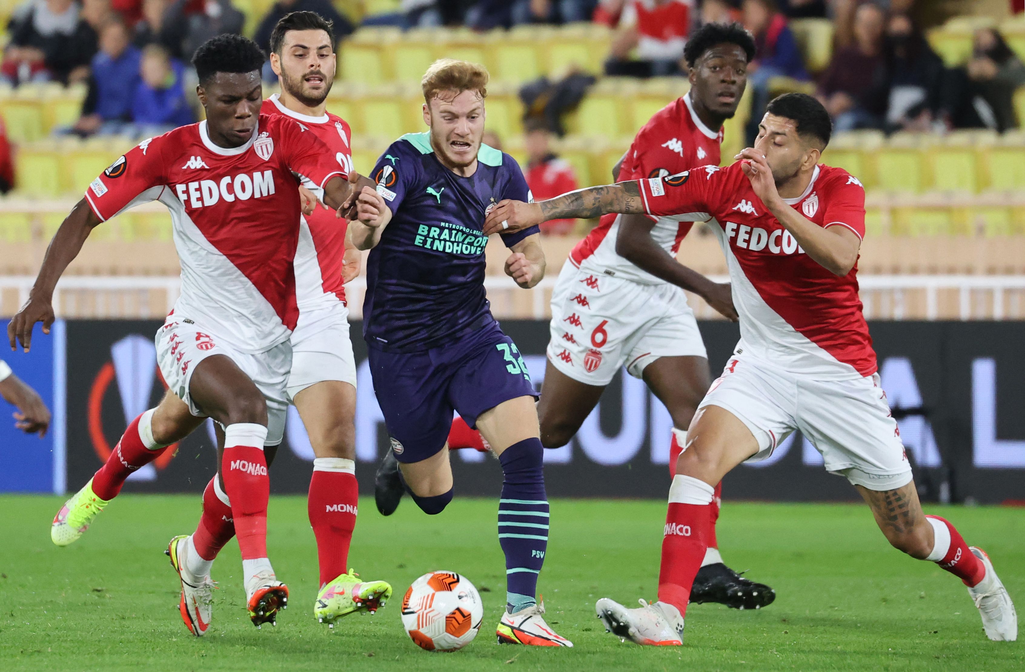 Laga Liga Europa antara Monaco dan PSV.