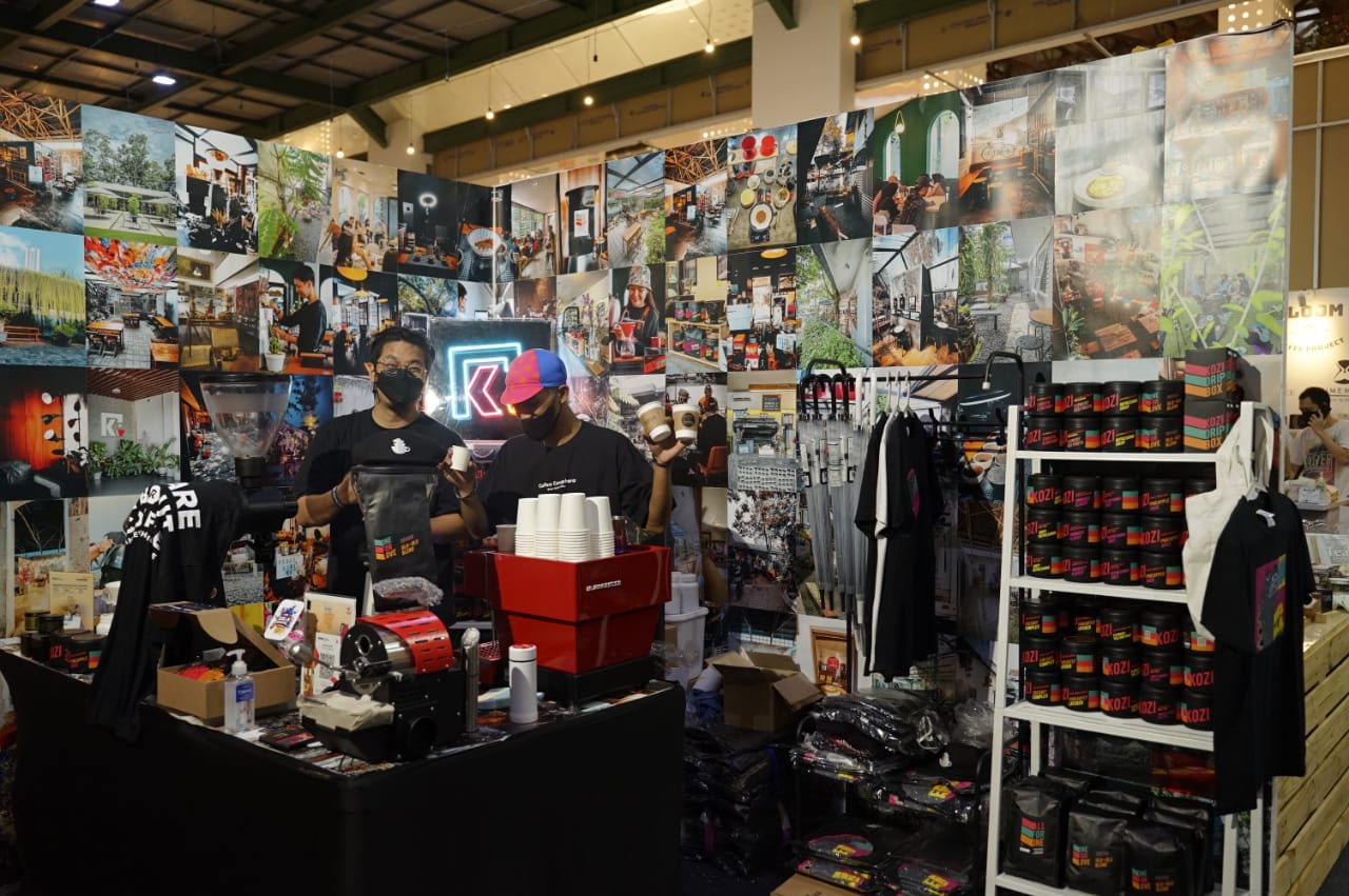 Salah satu stand di Jakarta Coffee Week (Jacoweek) 2021 yang digelar di Atrium GF Mall of Indonesia, Kelapa Gading, Jakarta Utara.