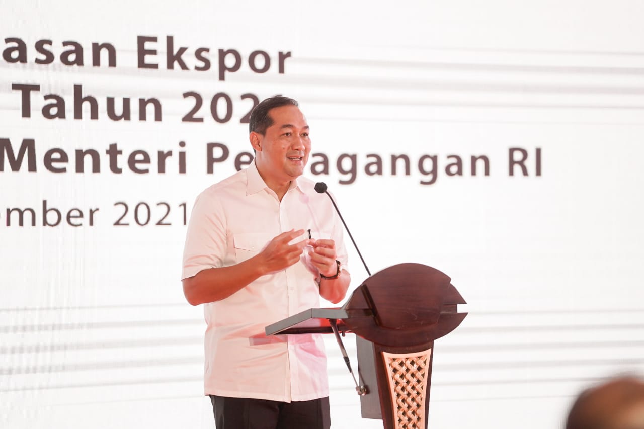 Pelepasan Ekspor Akhir Tahun 2021 oleh Menteri Perdagangan Muhammad Lutfi di Kawasan Industri KIIC Kara­wang, Jawa Barat, Kamis (23/12).