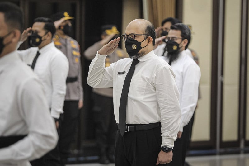 Novel BAswedan saat pelantikan jadi ASN Polri.