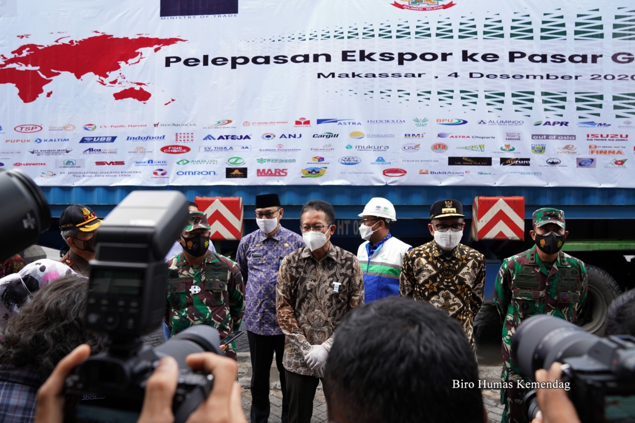 Gubernur Sulawesi Selatan, Nurdin Abdullah bersyukur ikut berkontribusi pada ekspor serentak yang dilakukan Kementerian Perdagangan bersama 