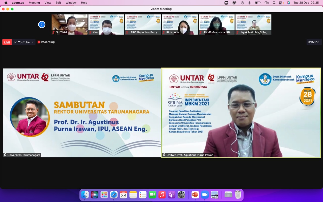 Seri Seminar nasional Untar yang membahasa implementasi MBKM di Untar