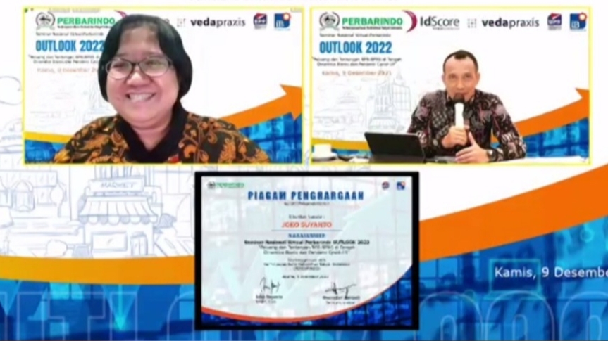 Seminar Nasional Virtual Perbarindo tentang Outlook 2022 yang digelar Kamis (9/12).