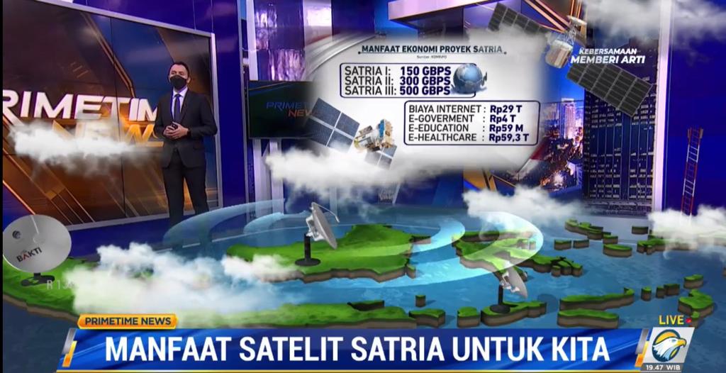 Program Prime Time Metro TV  membahas Manfaat Satelit Satria untuk Kita.