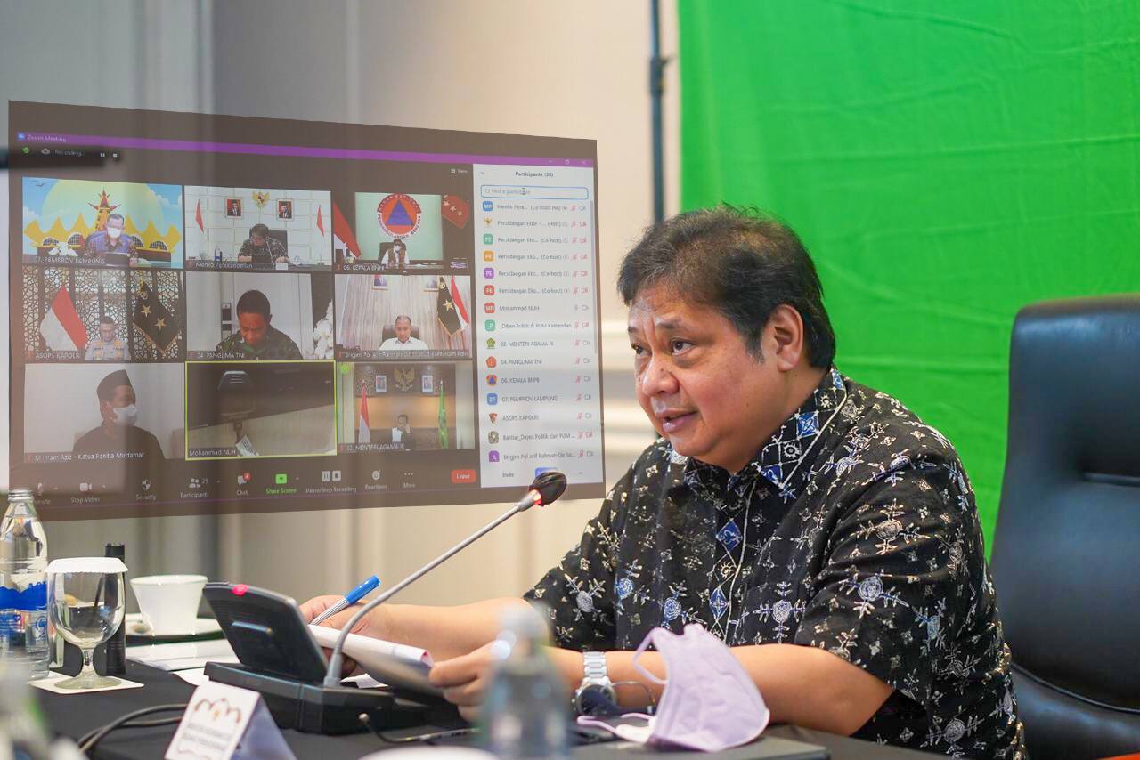 Persiapan Muktamar ke-34 NU, Menko Airlangga Pimpin Rakor Kepatuhan Prokes