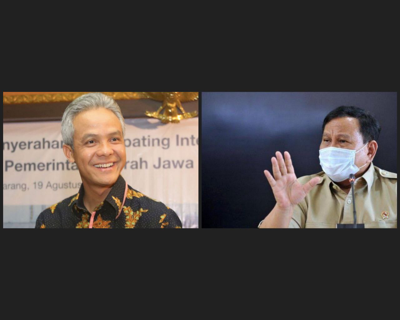 Ganjar Pranowo (kiri) dan Prabowo Subianto (kanan)