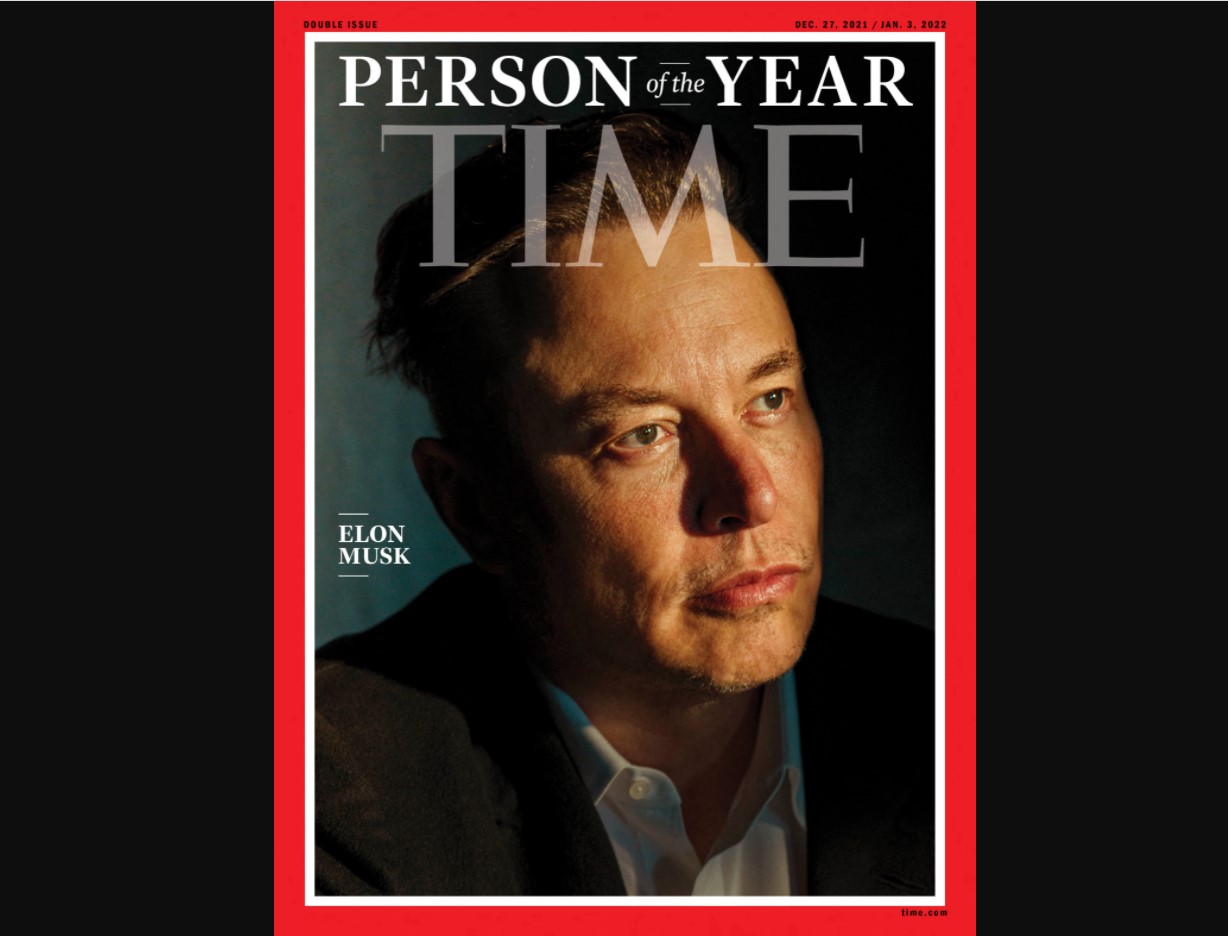 Kover Majalah Time yang menempatkan Elon Musk sebagai Person of the Year.