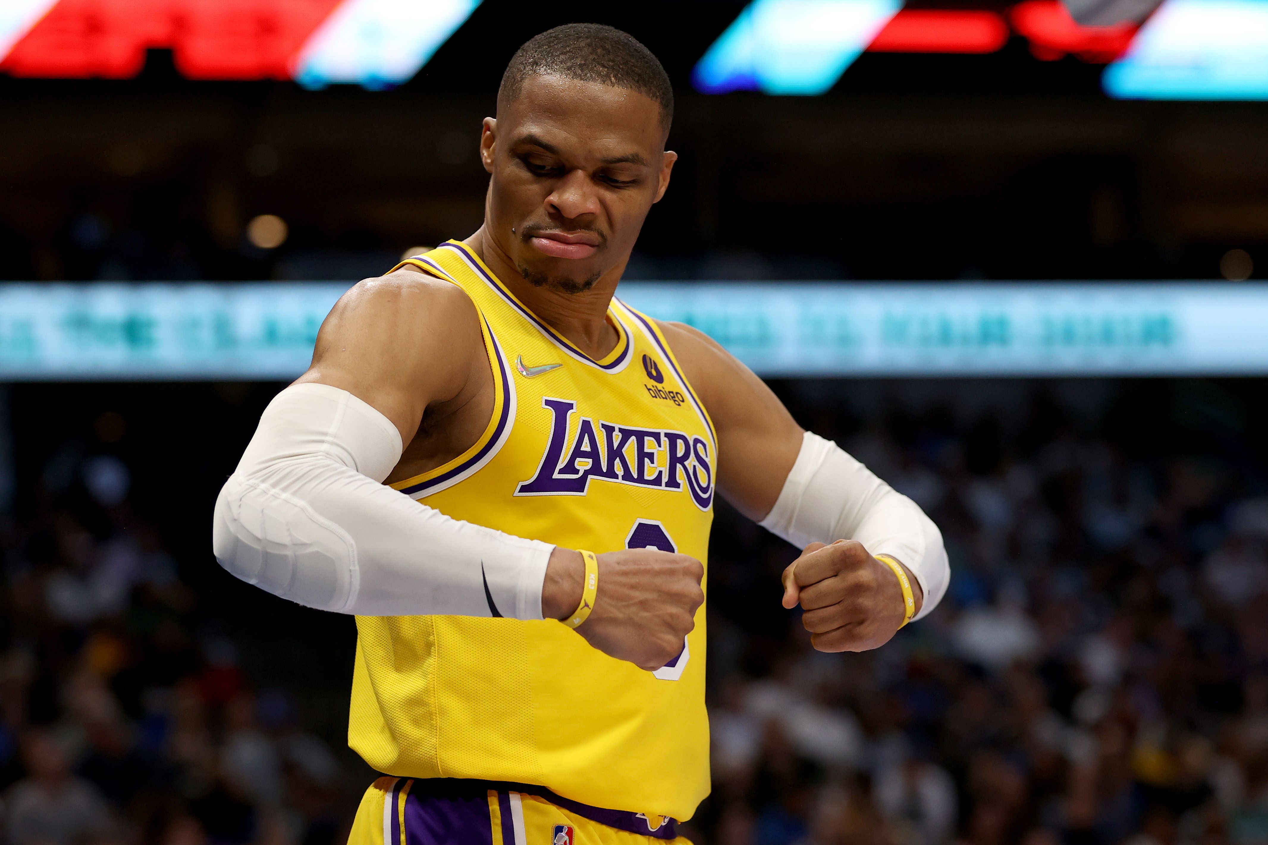 Pemain Los Angeles Lakers Russell Westbrook.