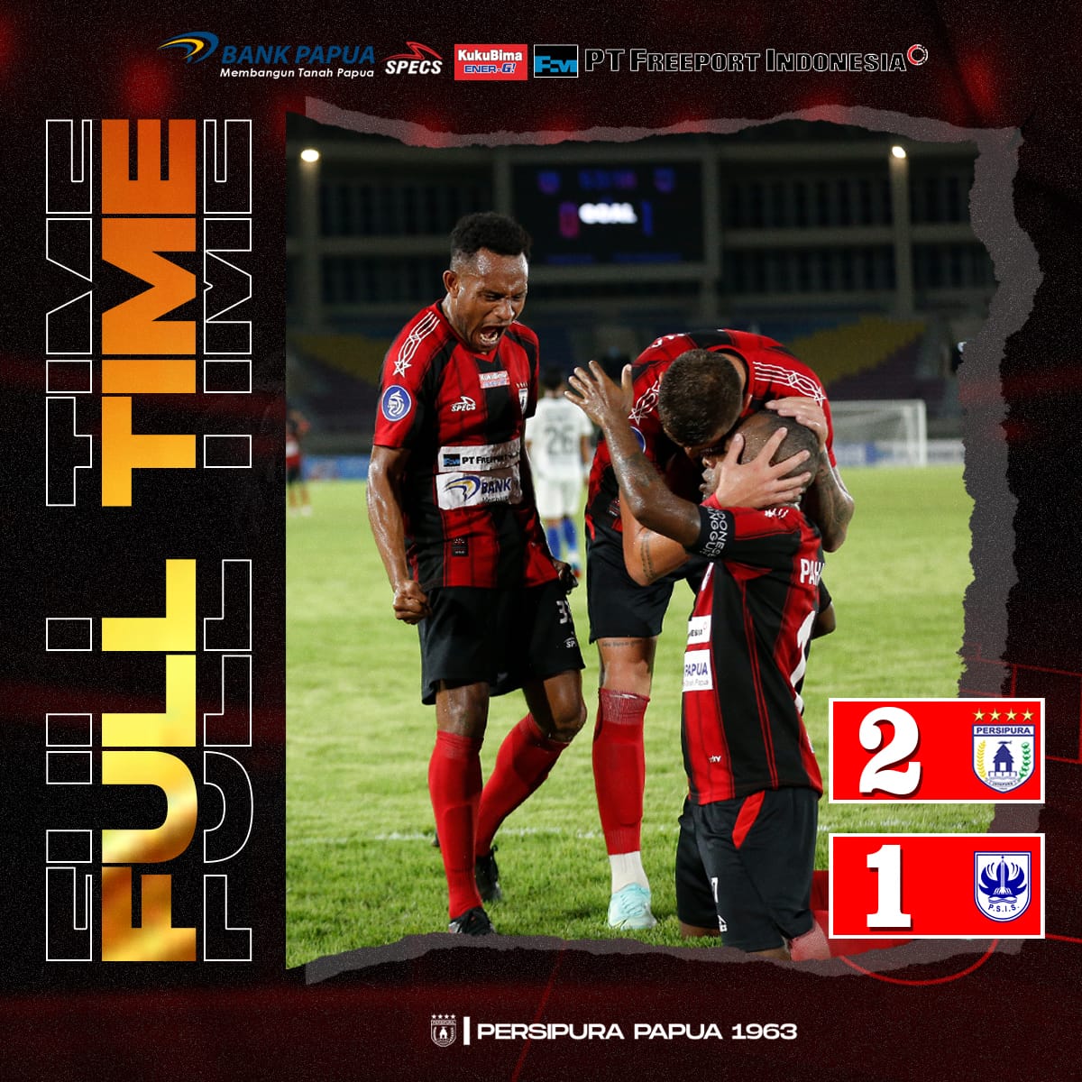 Pemain Persipura merayakan kemenangan atas PSIS