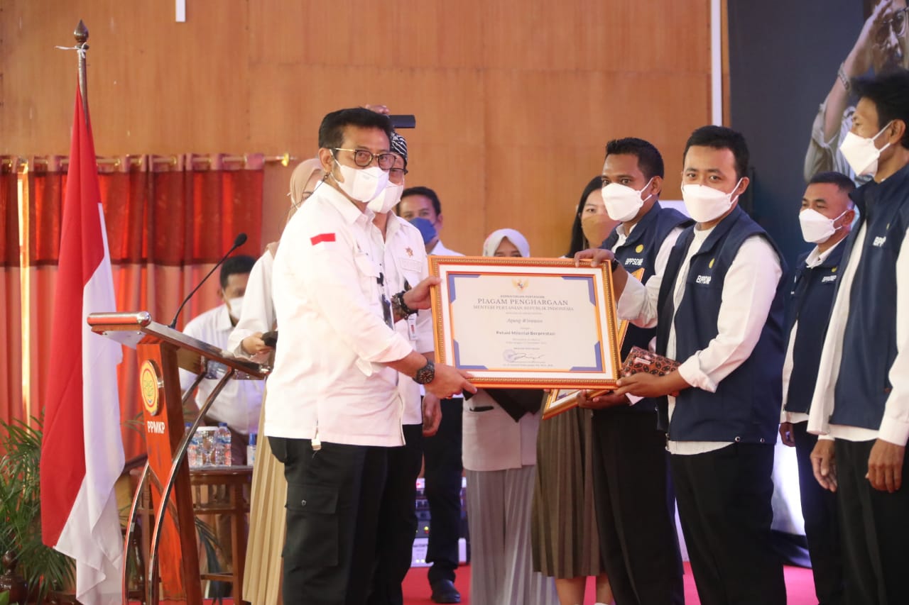 Mentan Syahrul saat memberikan arahan di acara Apresiasi Sumberdaya Manusia Pertanian di Bogor, Jawa Barat, Rabu (22/12/2021). 