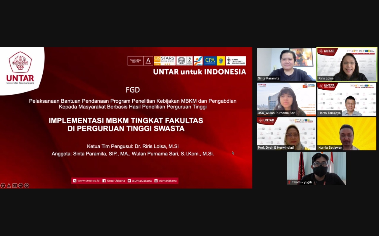  FGD 'Implementasi MBKM Tingkat Fakultas di Perguruan tinggi Swasta' Universitas Tarumanagara.