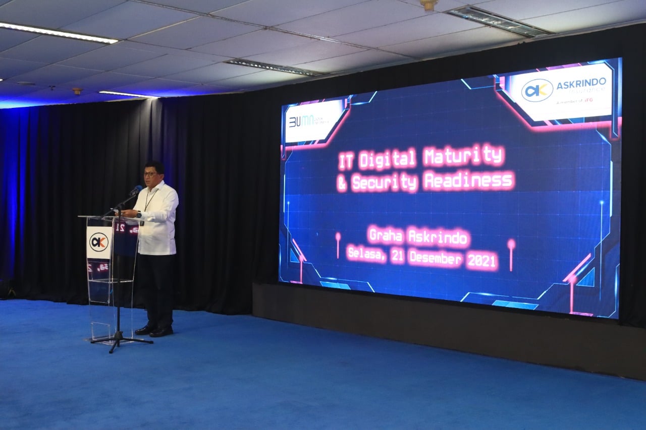 Askrindo lulus uji pada assessment IT Maturity Level 3.00 atau Level Defined menggunakan framework Cobit 5. 