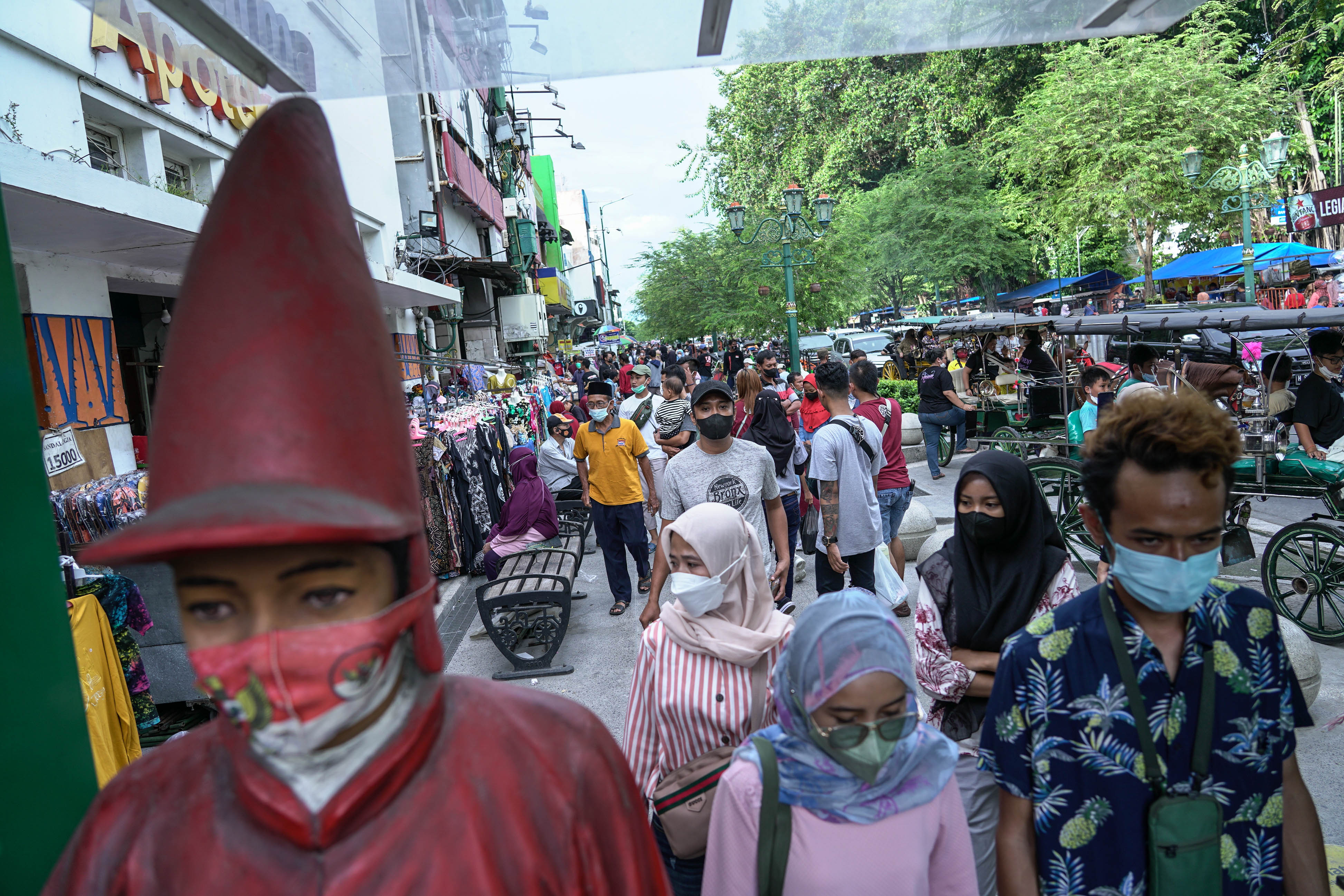Suasana Jalan Malioboro, Yogyakarta, di masa liburan