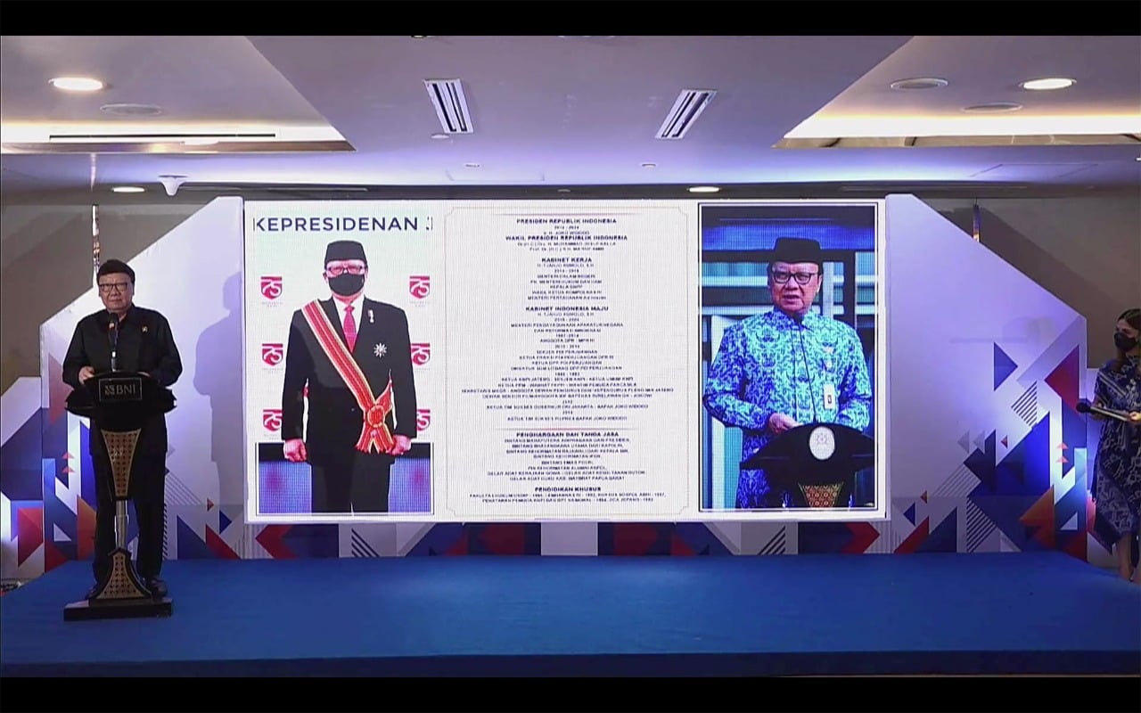 Menpan-RB Tjahjo Kumolo saat menghadiri pelantikan pengurus AMA 2021-2025