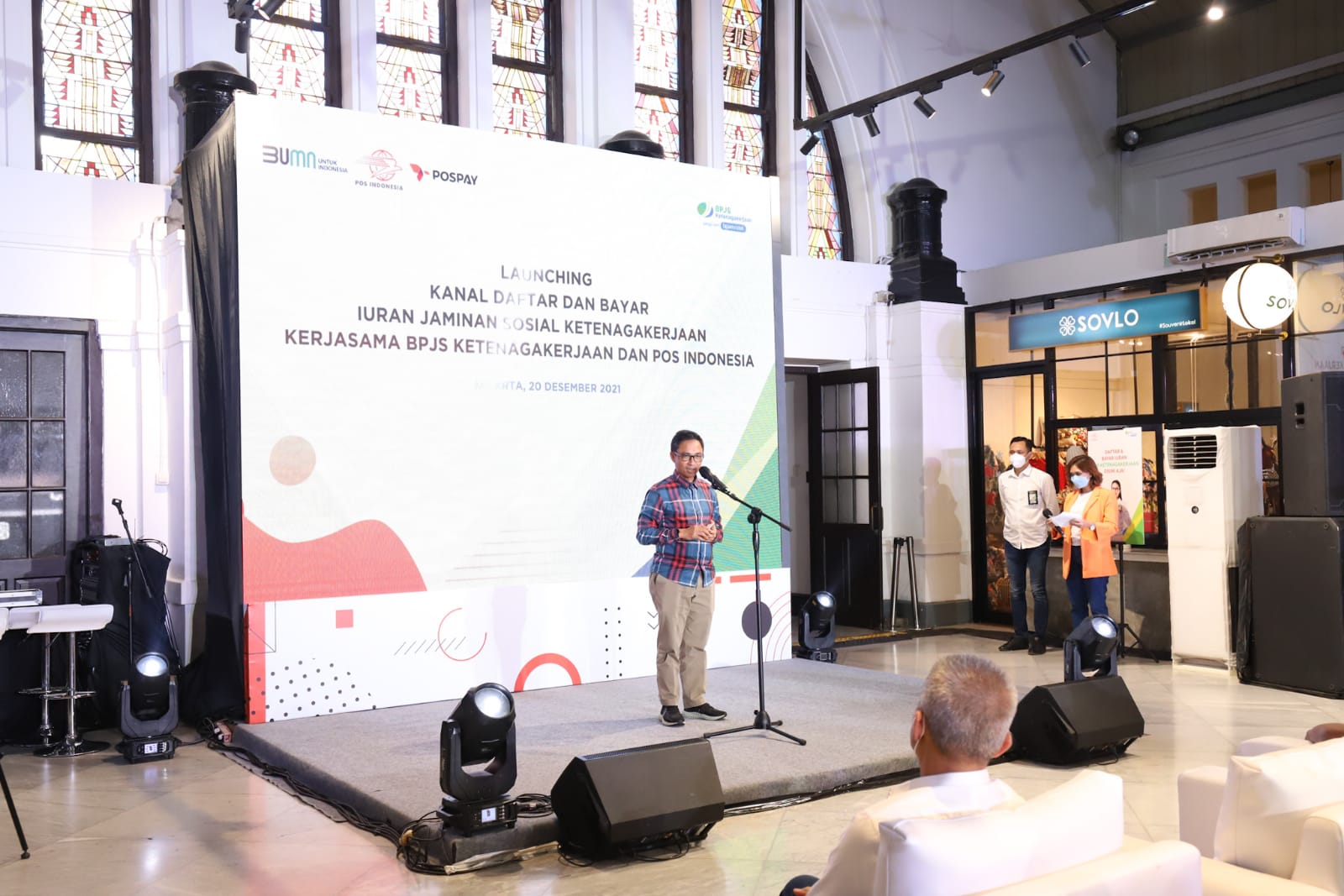 Peluncuran kanal pendaftaran dan pembayaran iuran program jaminan sosial ketenagakerjaan PT Pos Indonesia.