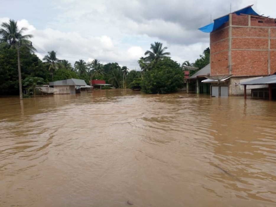 Penampakan bencana banjir merendam permukiman warga di Kabupaten Tebo beberapa waktu lalu.