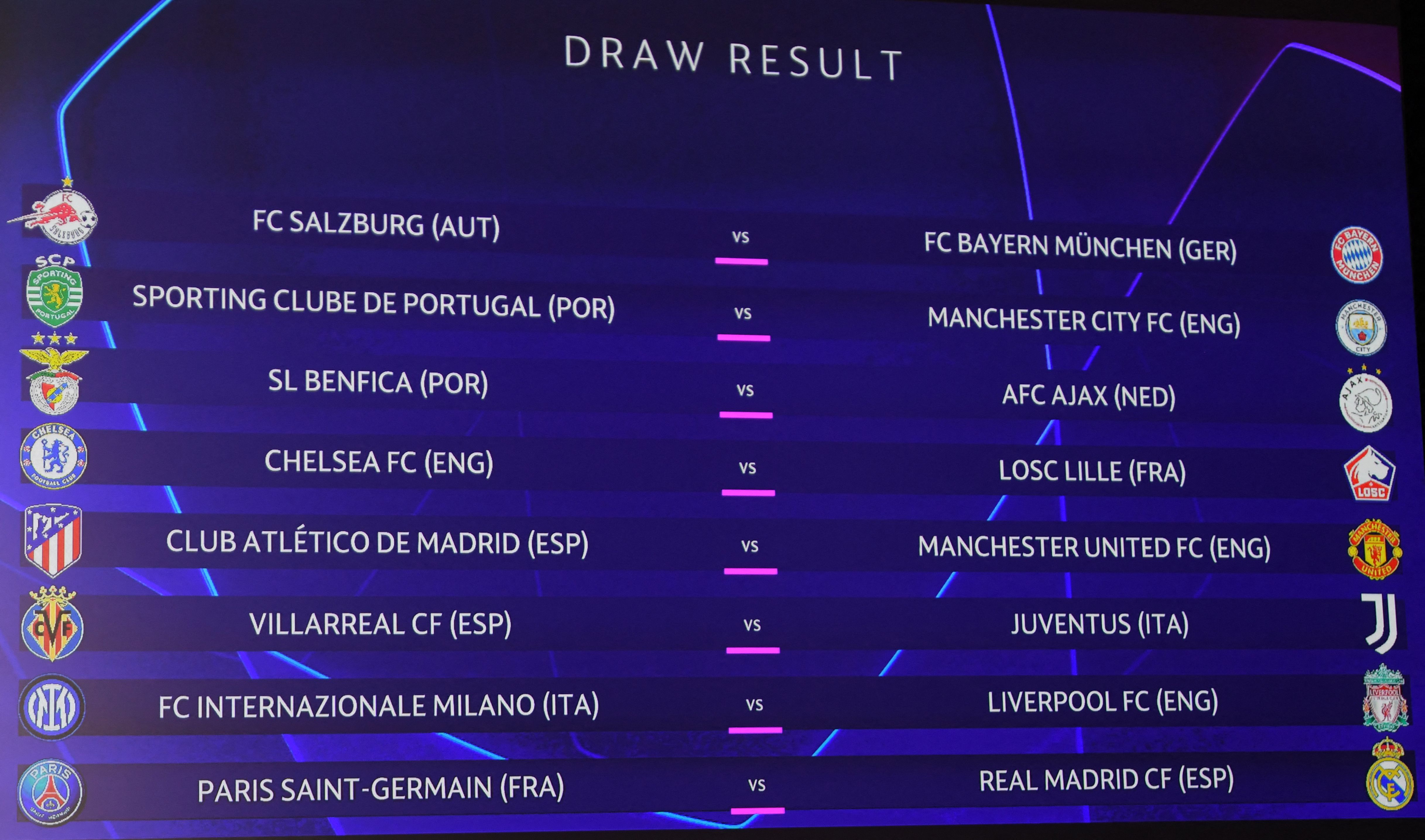 Hasil undingan ulang babak 16 besar Liga Champions