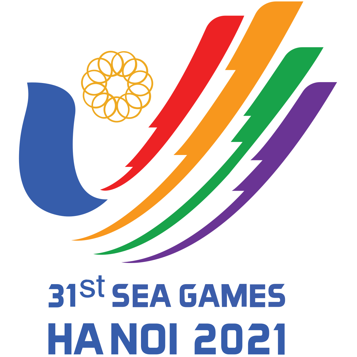 Logo Sea Games ke 31 di Hanoi, Vietnam yang sempat tertunda akan dilaksanakan Mei 2022.