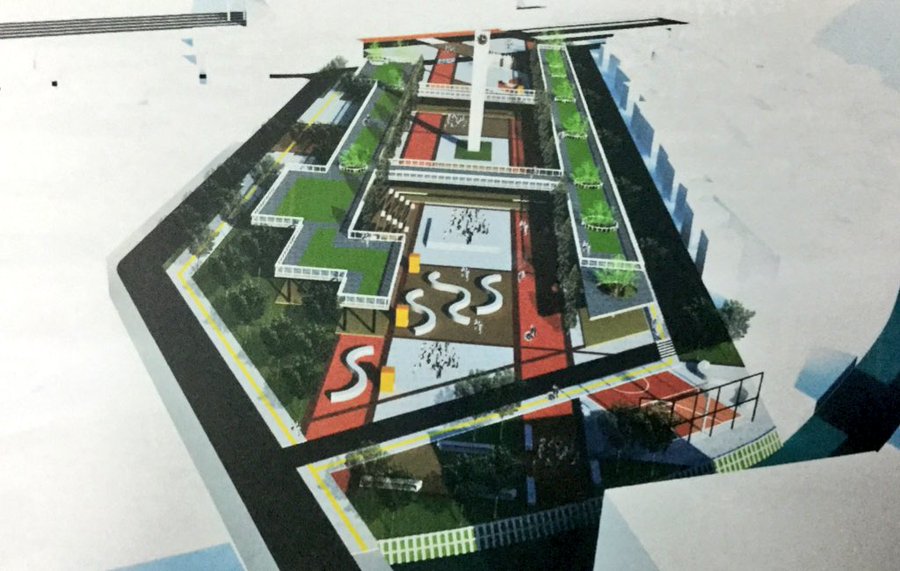 Maket pembangunan Alun Alun Jatibarang, Kabupaten Indramayu, Jabar.