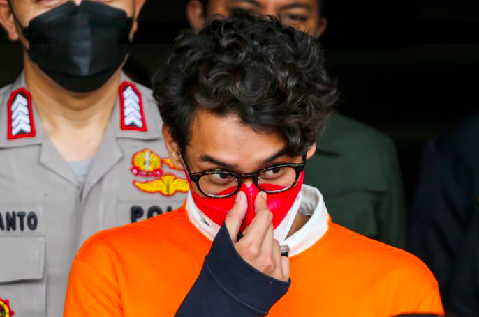 Tersangka Ardhito Pramono dihadirkan saat rilis kasus narkoba di Polres Jakarta Barat, Kamis (13/1) lalu. 