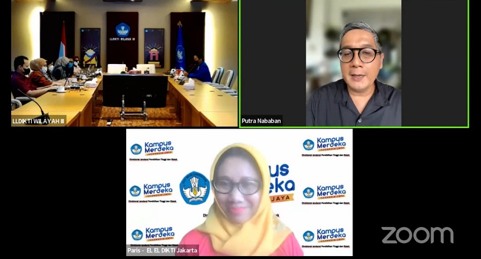 Pertemuan secara daring LLDikti Wilayah III dengan berbagai pihak terkait pembelajaran tatap muka. 