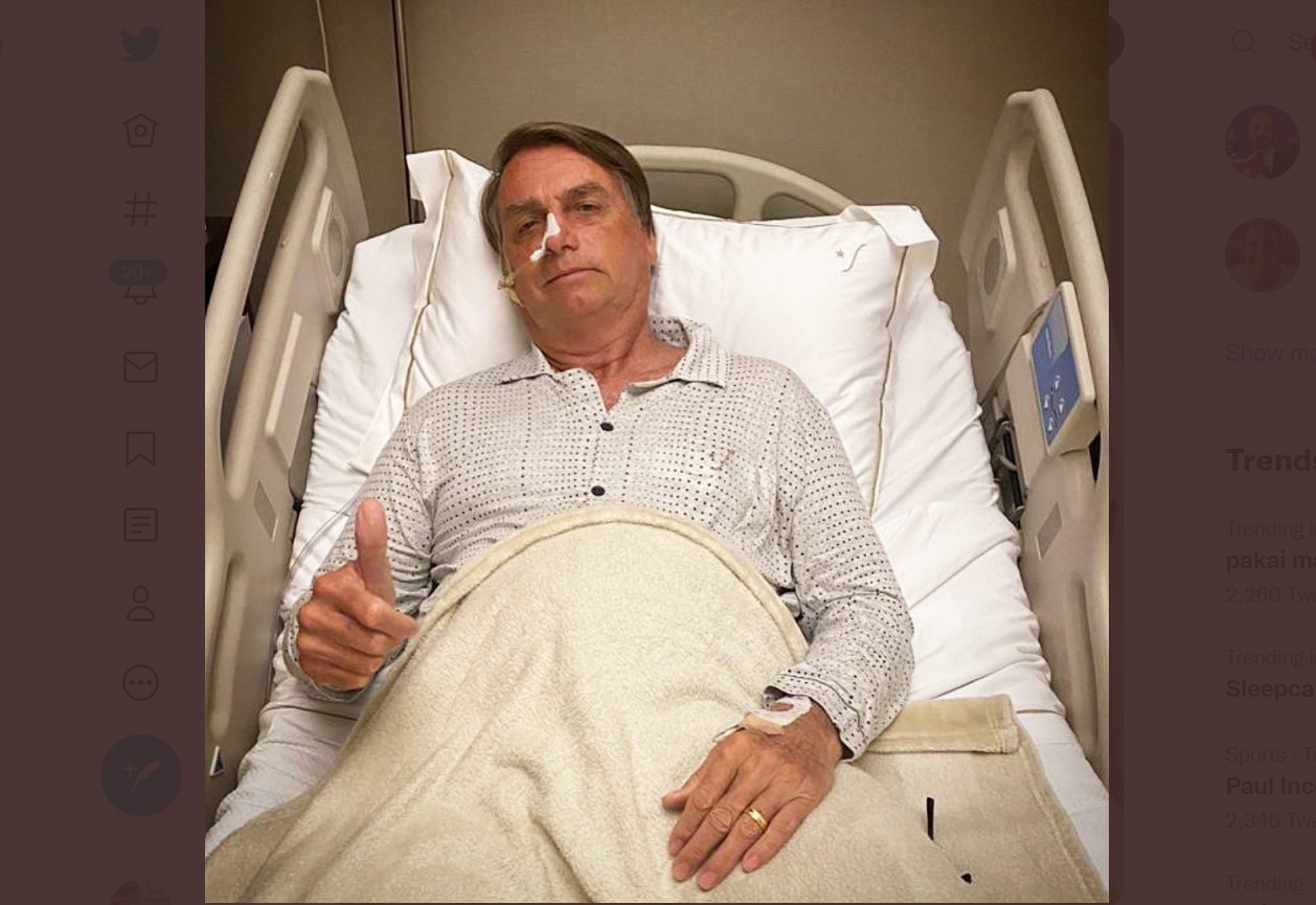 Presiden Brasil Jair Bolsonaro dirawat di rumah sakit karena sakit perut.