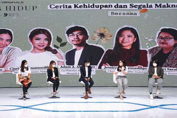 Para narasumber saat diskusi interaktif bertajuk Bersama Menjadi Manusia yang merupakan rangkaian dari kegiatan Daur Hidup Festival