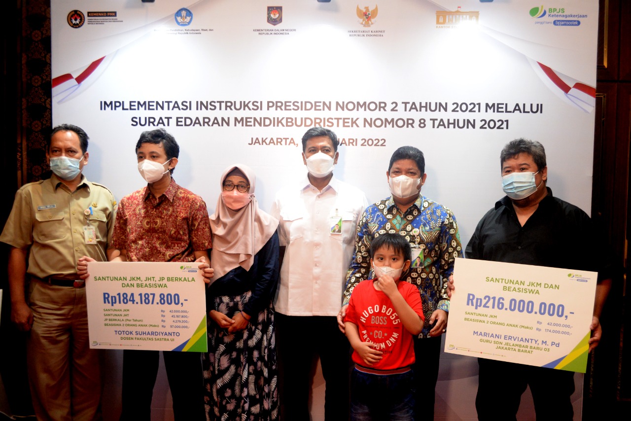 Kemendikbudristek dan BPJAMSOSTEK menggelar Sosialisasi Implementasi Instruksi Presiden nomor 2 tahun 2021.