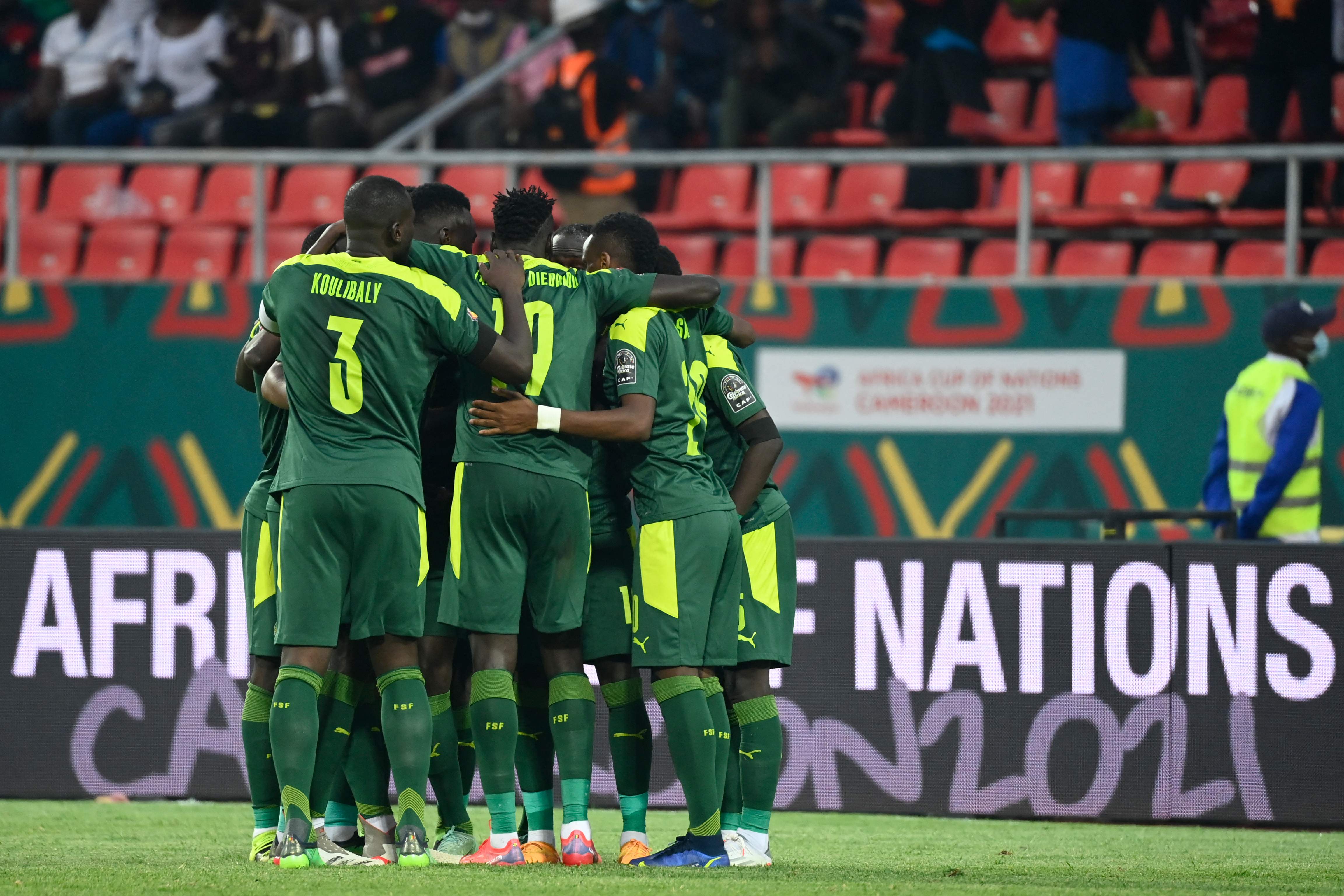 Para pemain Senegal melakukan selebrasi usai memastikan diri lolos ke perempat final Piala Afrika dengan mengalahkan Cape Verde.