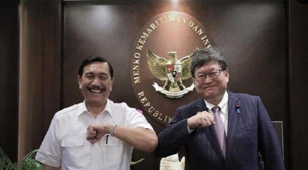 Menko Marvest Luhut Pandjaitan dan Menteri Perdagangan Jepang Hagiuda Koichi 