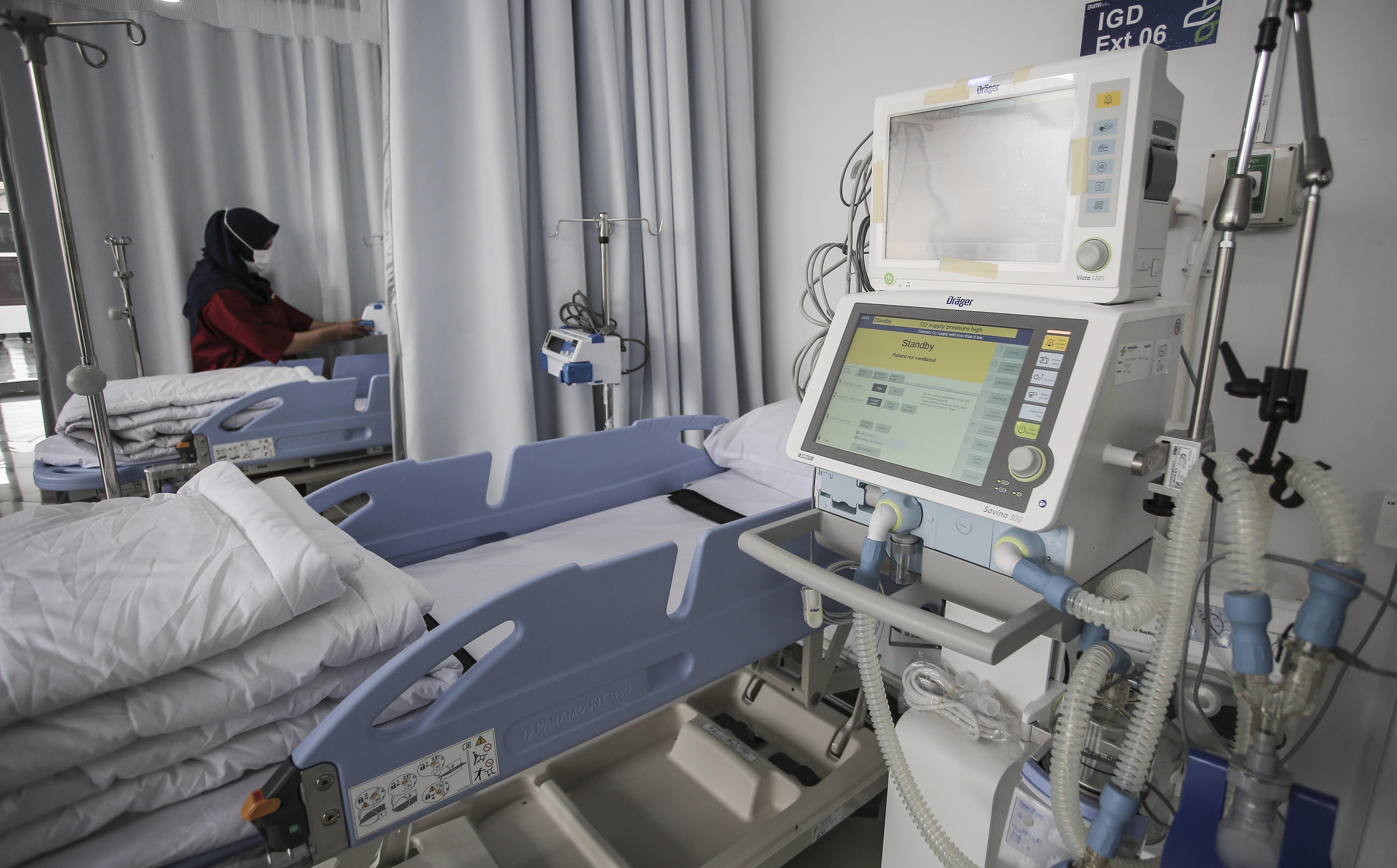 Ilustrasi tempat tidur perawatan pasien Covid-19