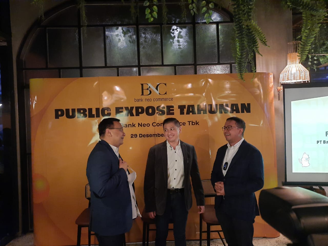 Direktur Utama Bank Neo Commerce Tjandra Gunawan saat public expose di Jakarta, beberapa waktu lalu.