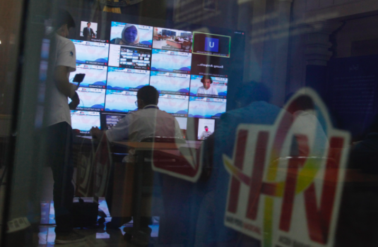 Peserta mengikuti pembukaan workshop jurnalistik bertajuk Wartawan Bisa Apa di Era Digital? di Monumen Pers Nasional, Solo, Jawa Tengah.