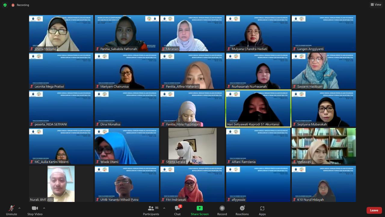  Webinar yang diselenggarakan Program Studi S1 Akuntansi Fakultas Ekonomi dan Bisnis (FEB) Universitas Mercu Buana.