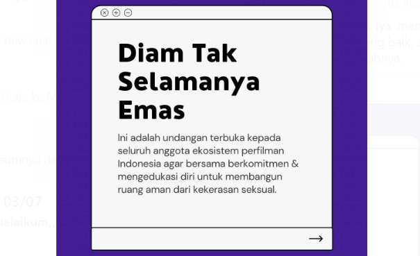 Lawan Kekerasan Seksual, Pekerja Film Buat Kampanye Diam Tak Selamanya Emas