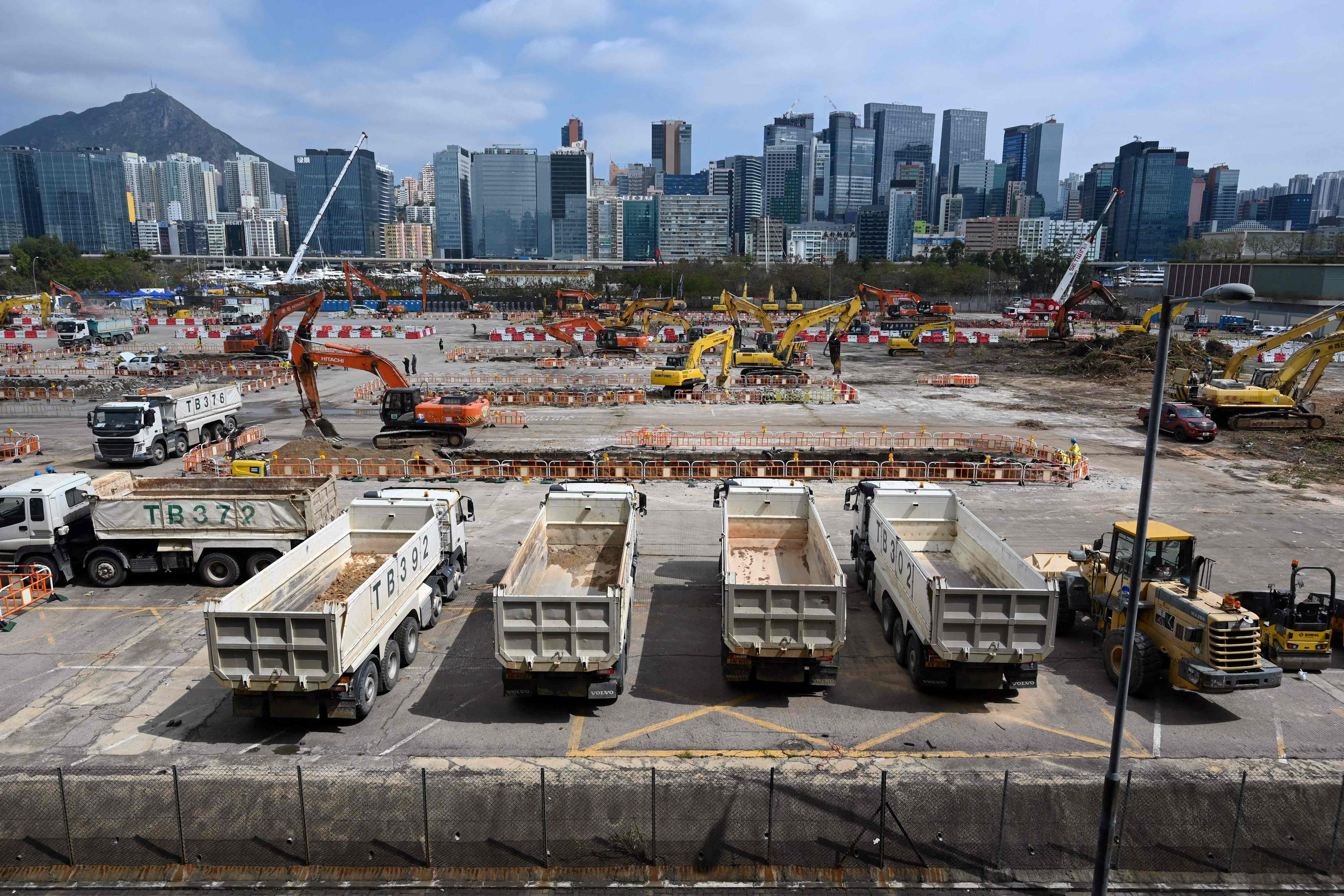 Fasilitas isolasi sementara yang akan dibangun di Kai Tak, Hong Kong, untuk melayani penderita covid-19.