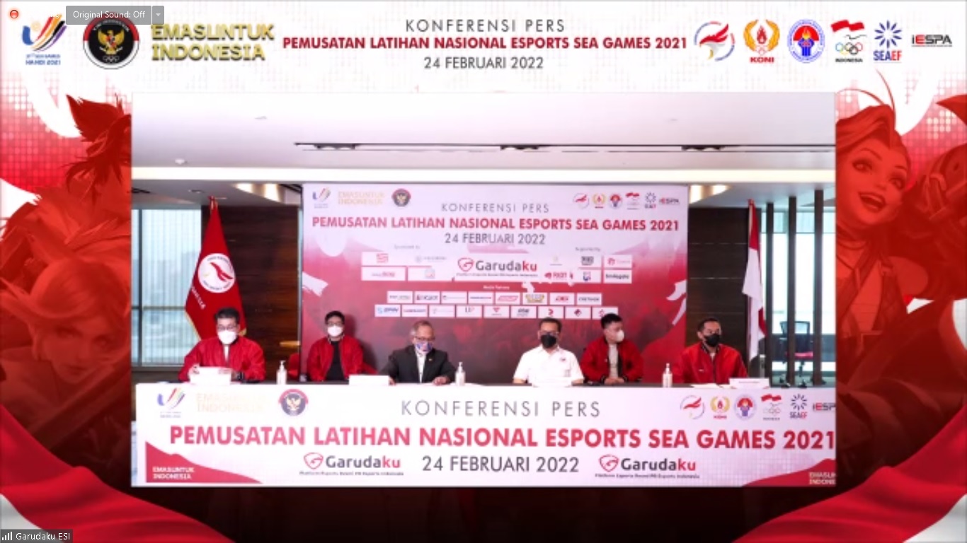 Tangkapan layar konferemsi pers pelatnas cabro esport untuk SEA Games 2021.