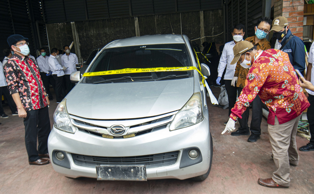 Satu dari tiga mobil yang dikendarai polisi dan enam laskar FPI dalam kasus penembakan anggota FPI.