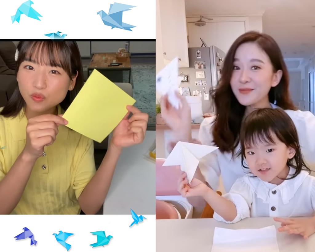 Influencer asal Jepang, Haruka Nakagawa (kiri) saat membuat origami.