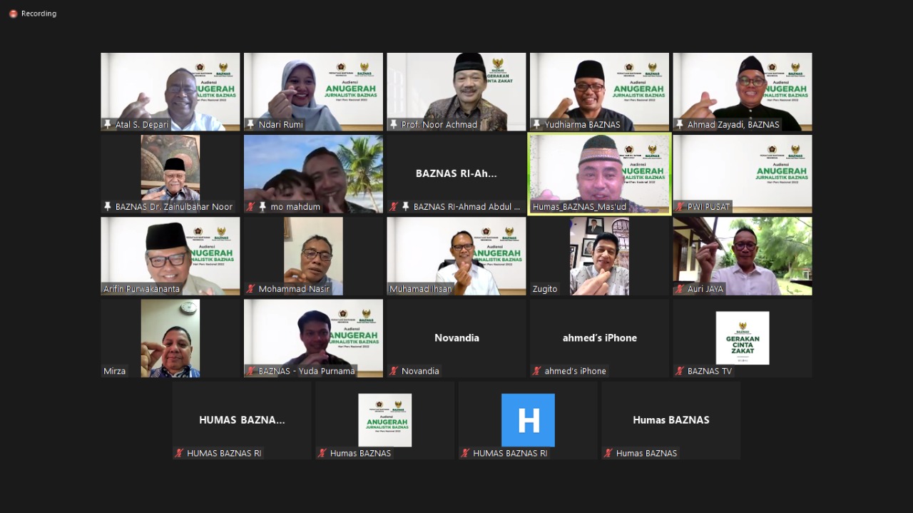 Audiensi Anugerah Jurnalistik BAZNAS dengan yang diselenggarakan secara daring, Selasa (22/2).