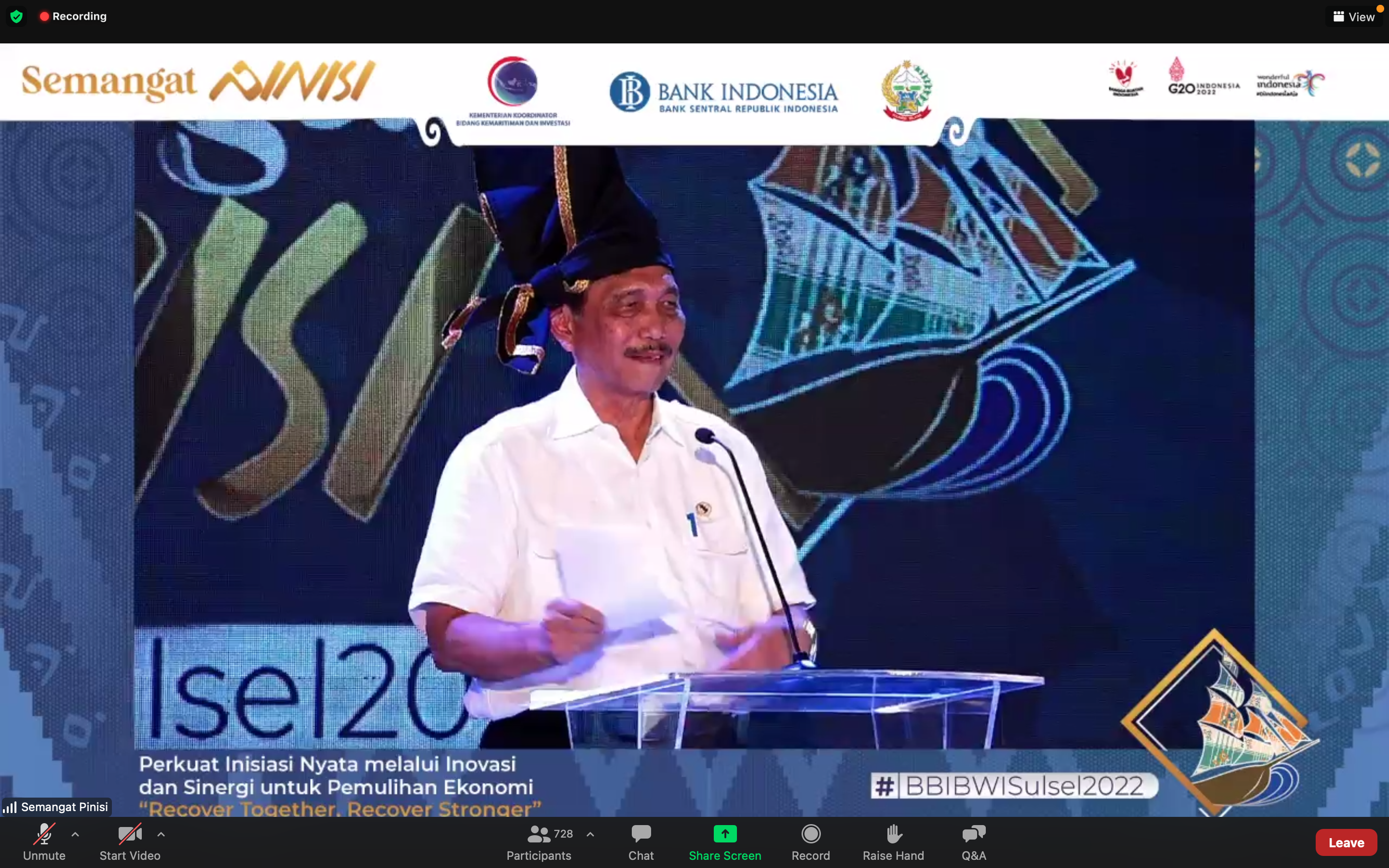 Menko Maritin dan Investasi Luhut Pandjaitan membuka rangkaian Gernas BBI di Sulawesi Selatan