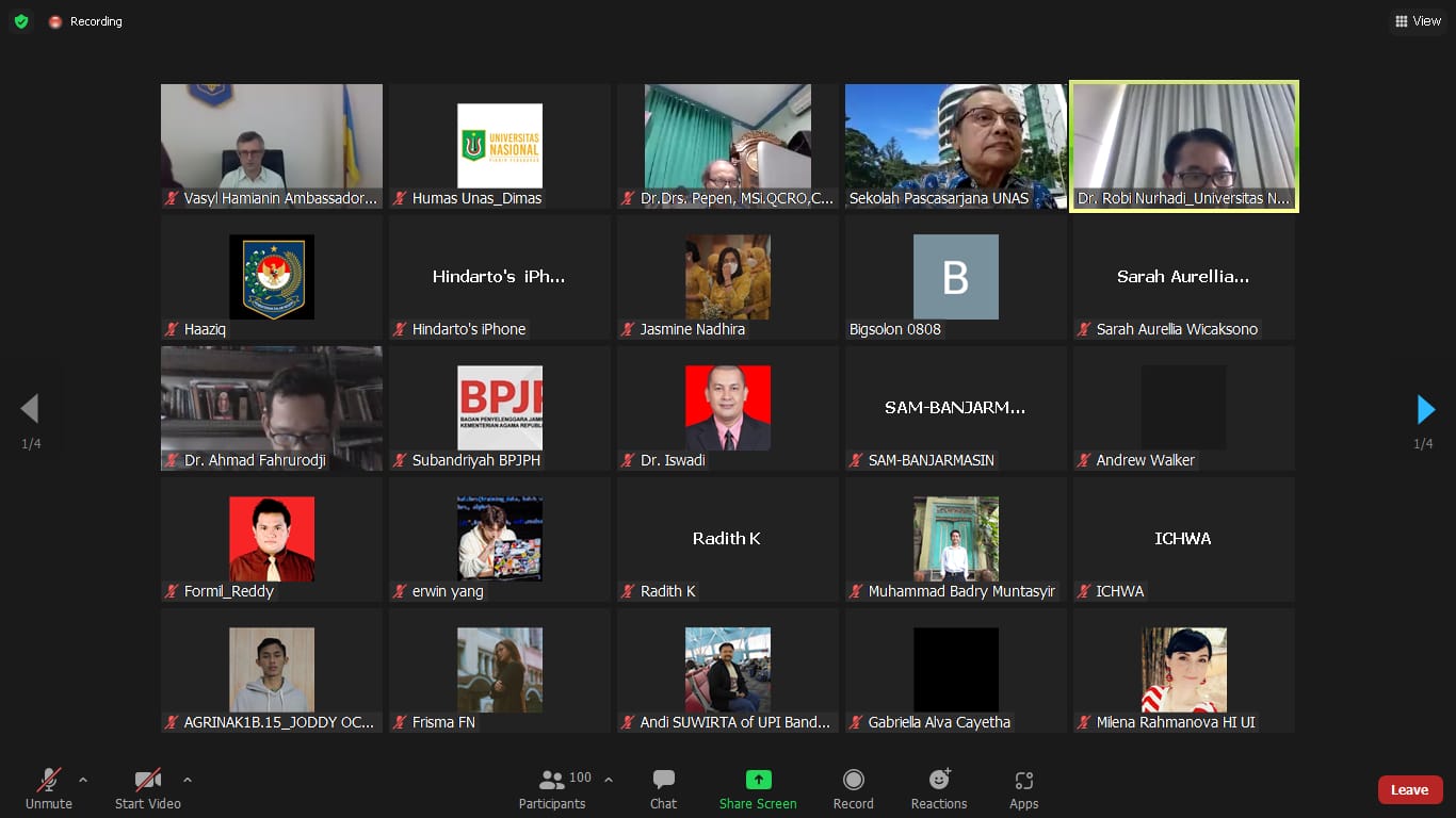 International Talk 2022 yang digelar oleh Universitas Nasional mendorong Rusia dan Ukraina ke Arah Jalan Perdamaian, Kamis (24/2)