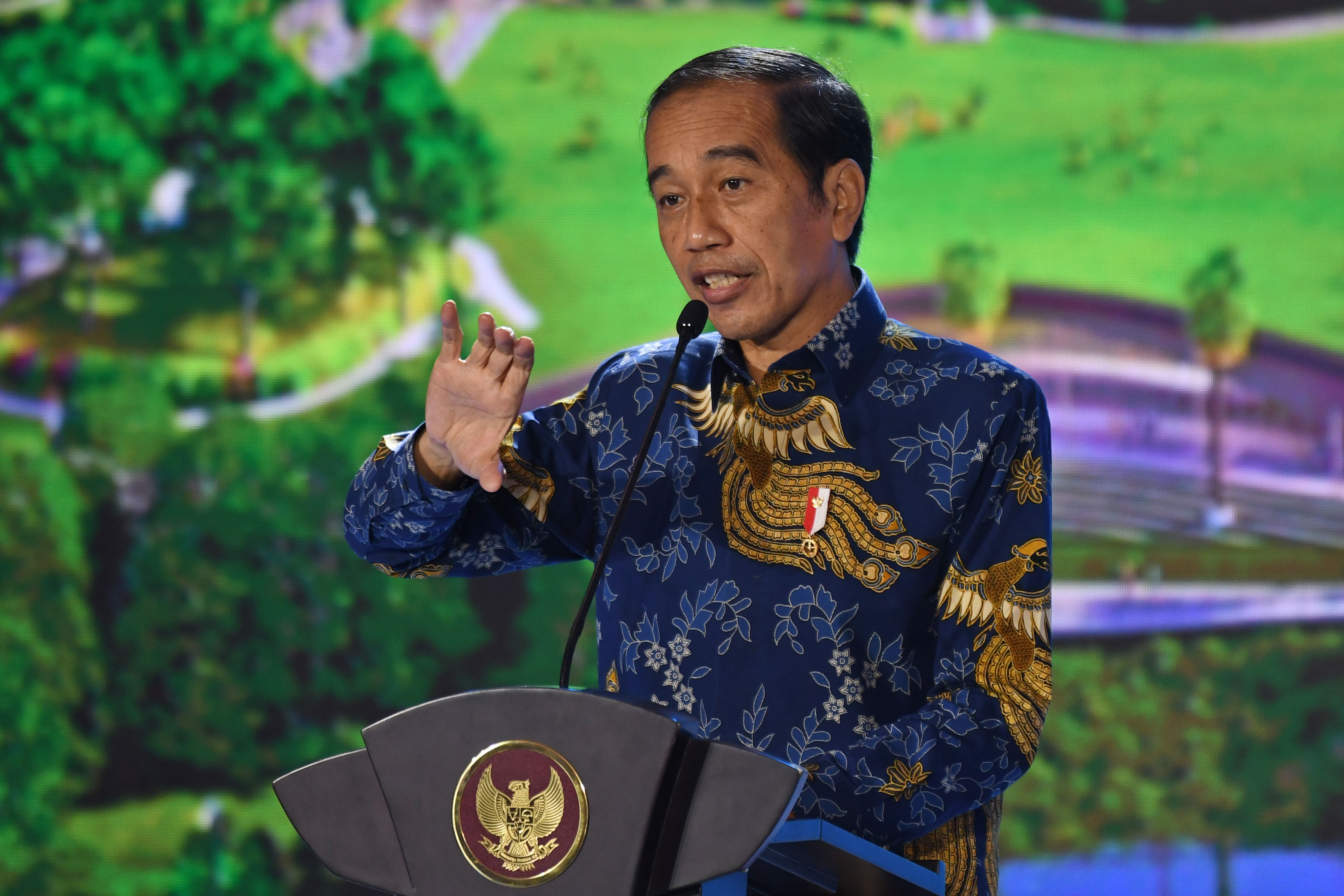 Presiden Jokowi saat menyampaikan paparan terkait pembangunan IKN Nusantara.