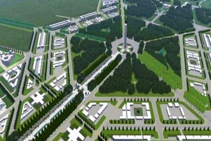Maket pembangunan ibu kota negara Nusantara di Kalimantan Timur.