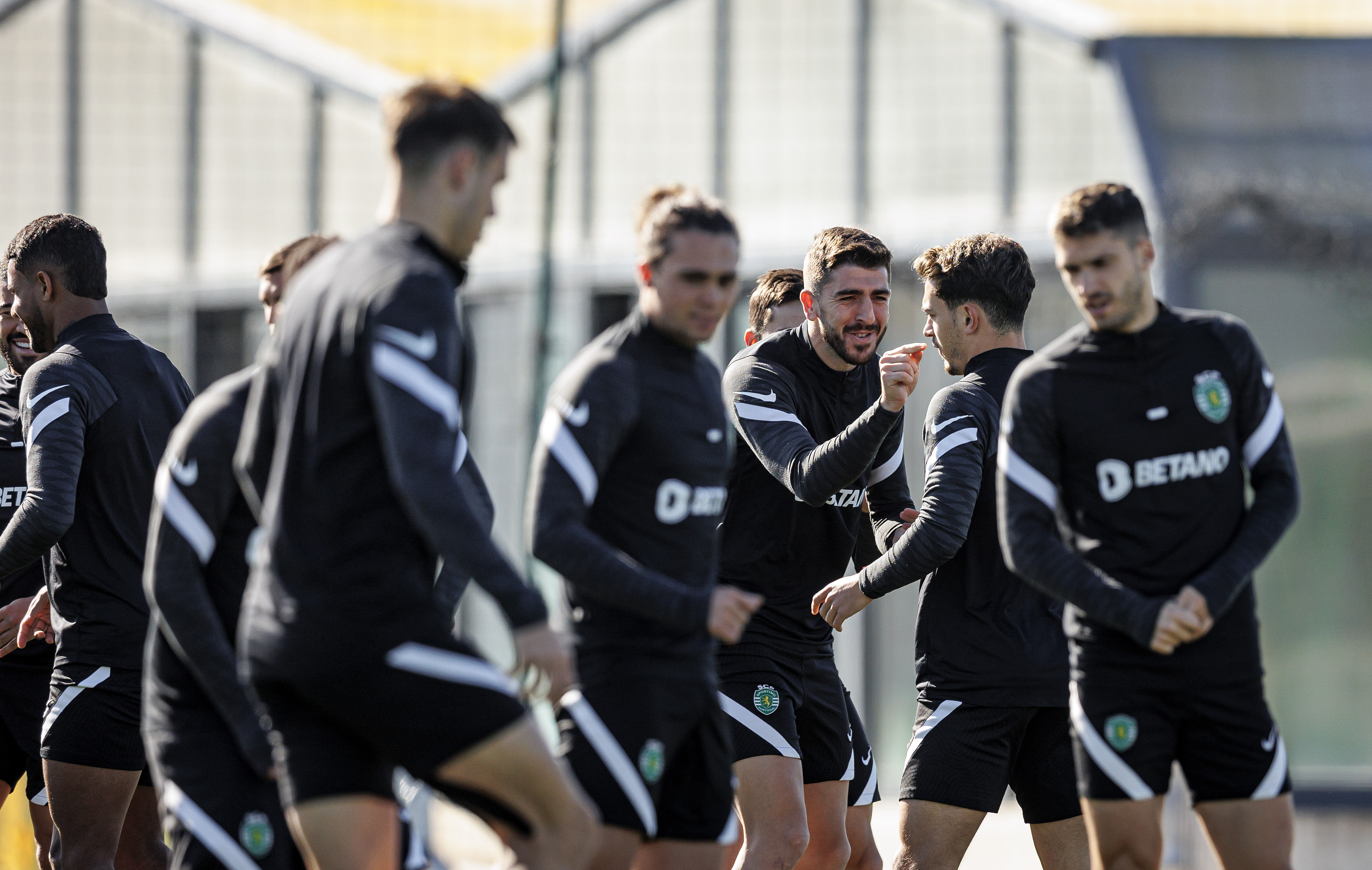 Skuad Sporting CP tengah berlatih sebelum laga lawan Man City