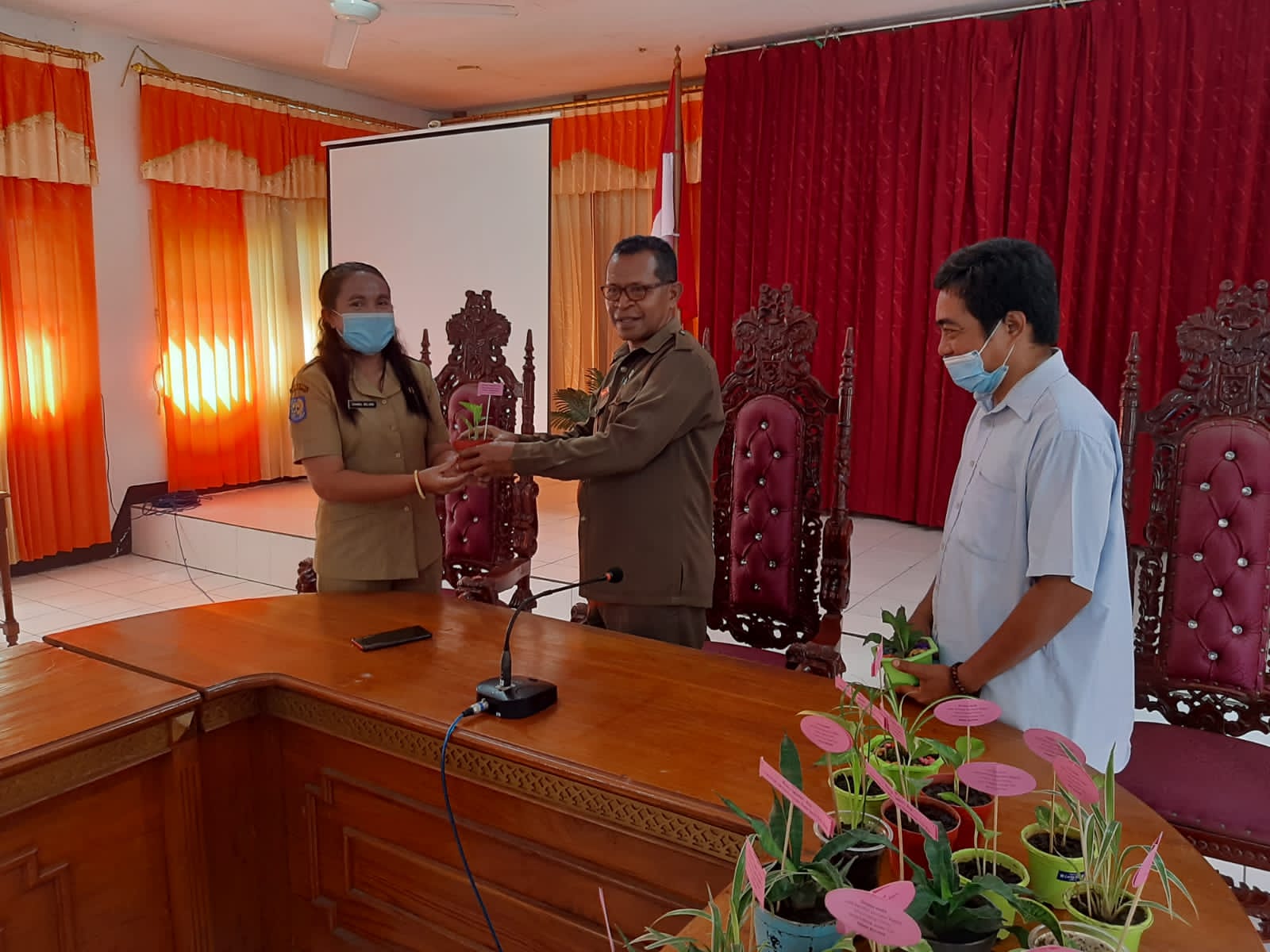 Penyerahan pot dan bunga di lingkungan Pemerintah Kabupaten Flores Timur