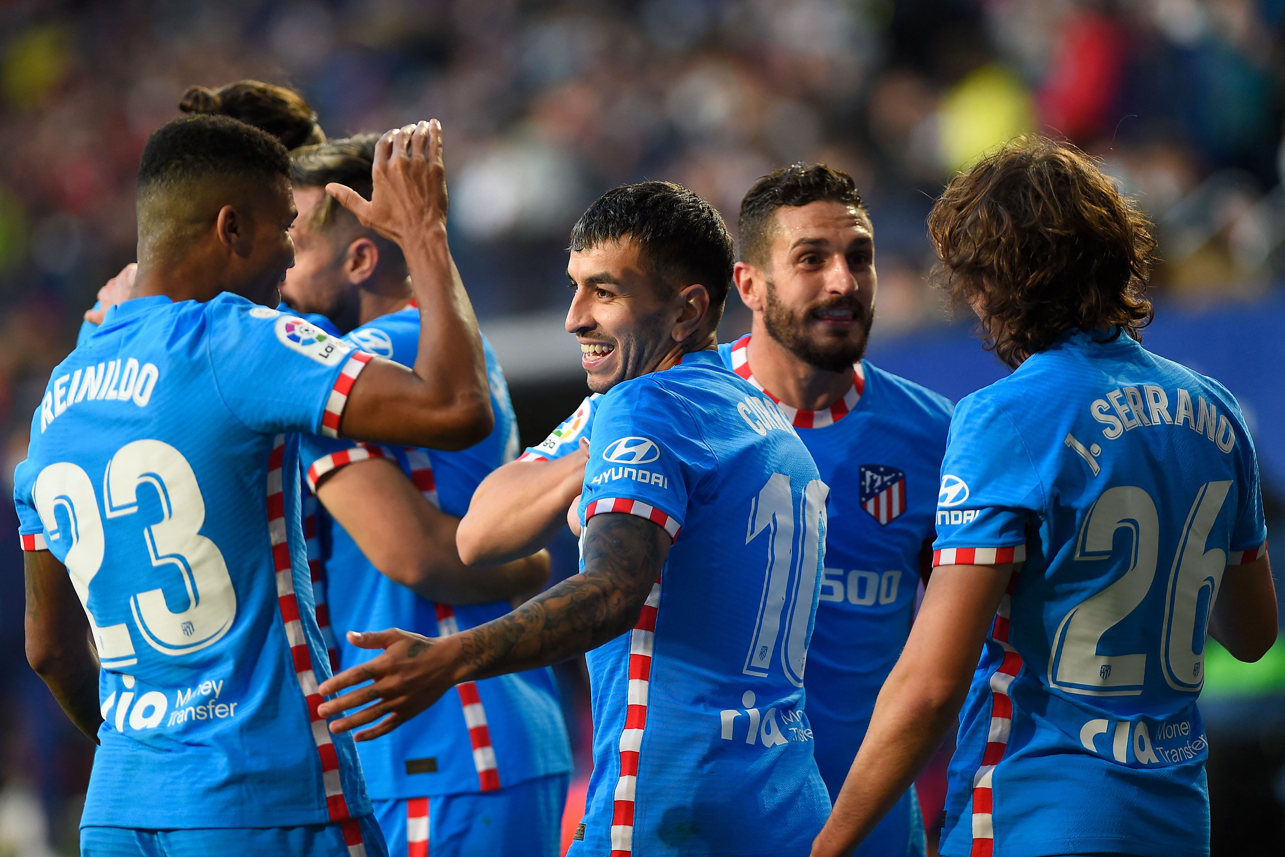 Pemain Atletico Madrid saat merayakan kemenangan.