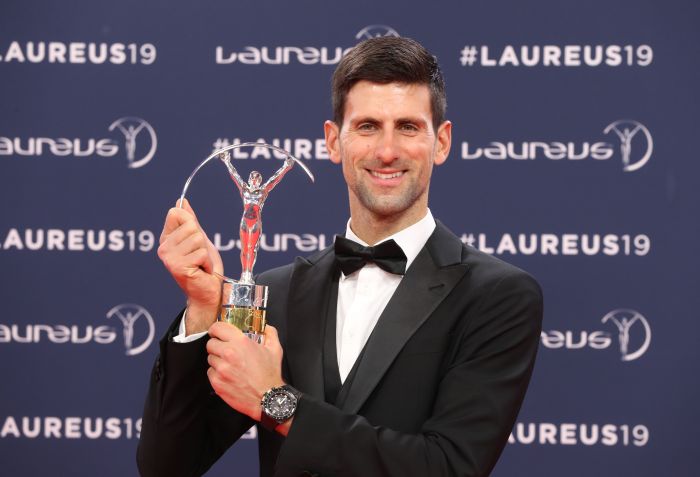 Novak Djokovic kala memenangkan penghargaan Laureus pada 2019.