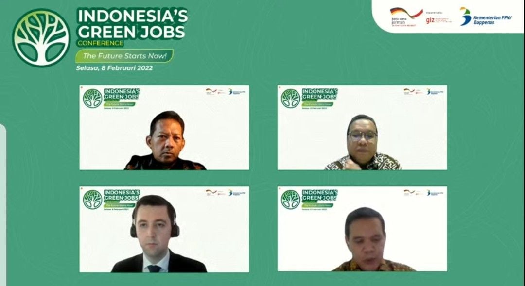 Tangkapan layar acara Indonesia’s Green Jobs Conference, Selasa (8/2)