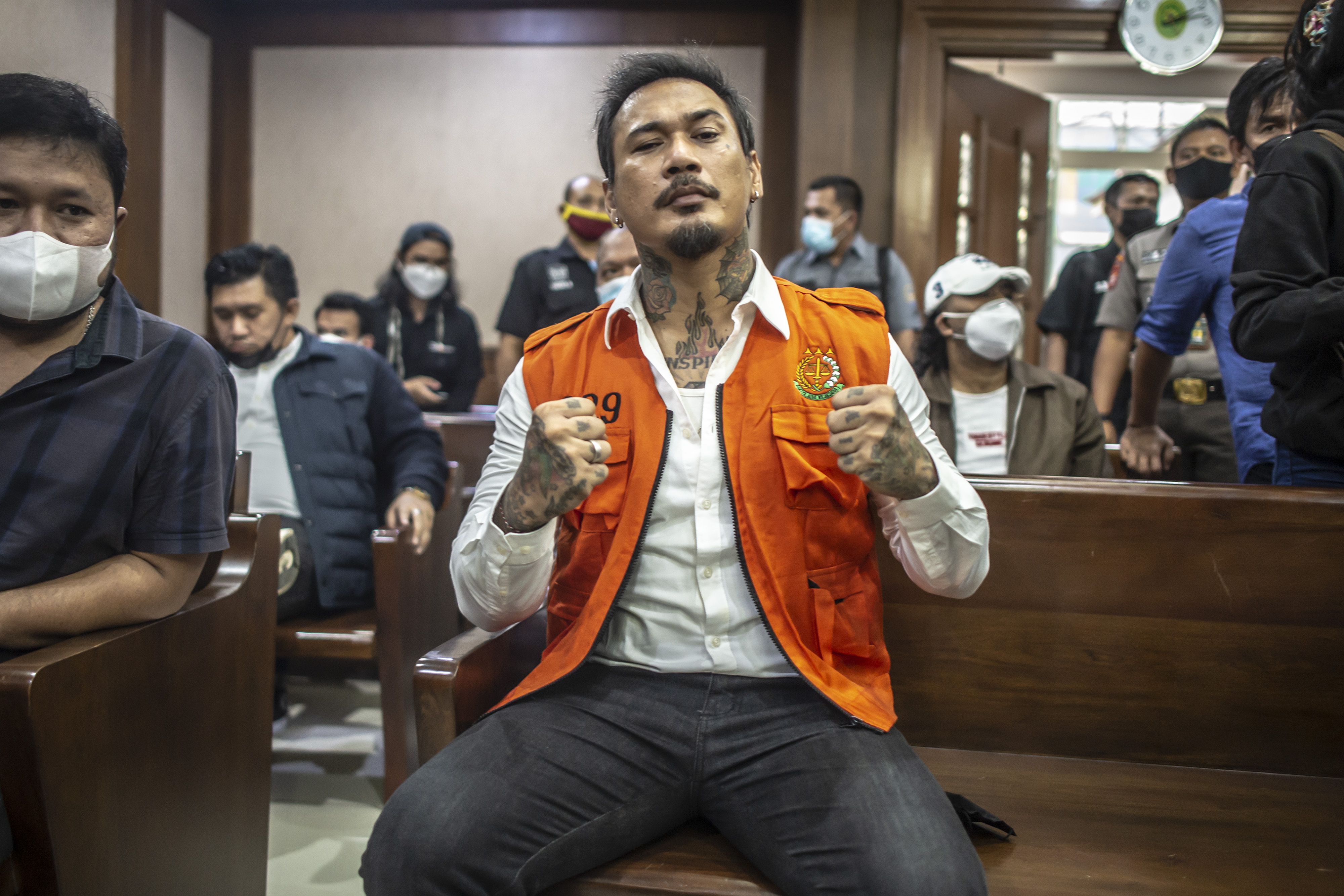 Terdakwa kasus pengancaman I Gede Ari Astina atau Jerinx SID.